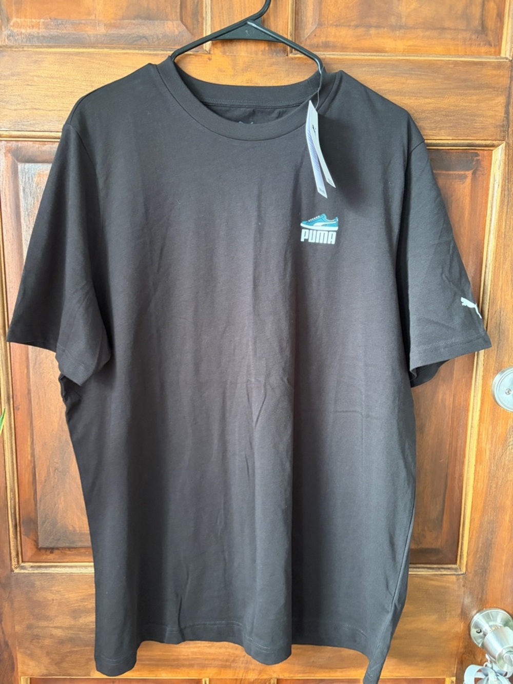 Puma Black Short-Sleeve Crew Tee with Teal Logo